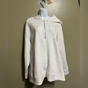 Livi Active Hoodie, Quarter Zip, Cream & Grey, Size 224/24